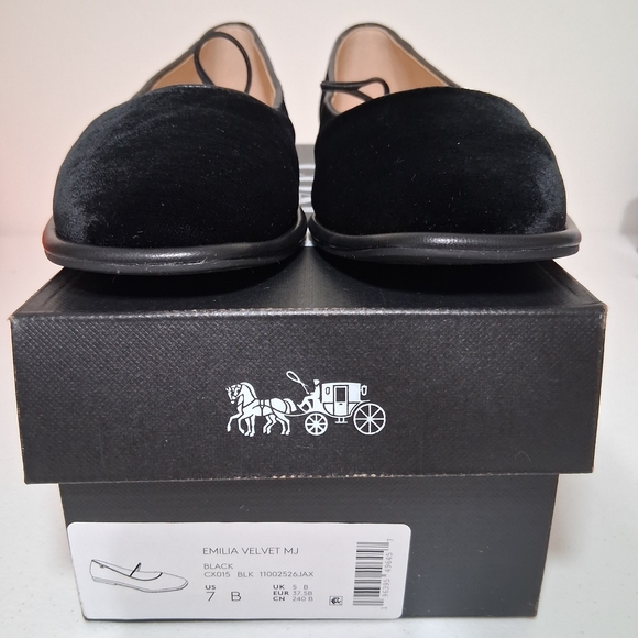 Coach Women's Black Velvet Flats - Picture 3 of 5